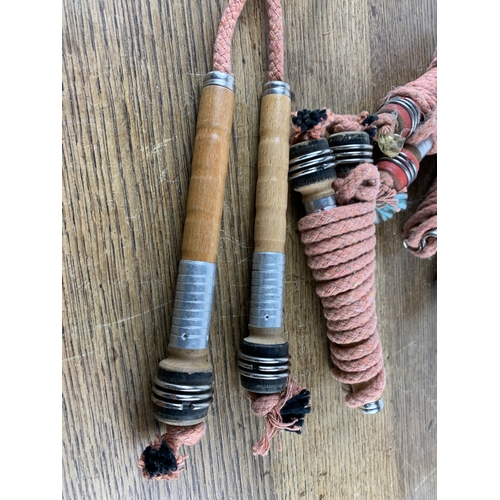 290 - Five Hand Made Skipping Ropes from Vintage Mill Bobbins