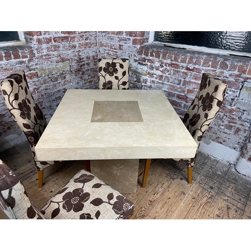 469 - Solid Marble Dining Table & Four Chairs