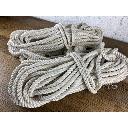 412 - Two - Approximately 40ft Cotton Rope 5/8