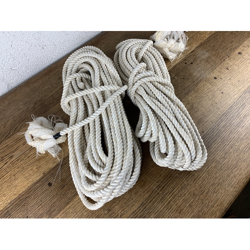 413 - Two - Approximately 40ft Cotton Rope 5/8