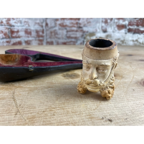 123 - Quality Meerschaum Pipe With Case & Autograph Book.