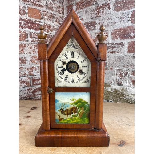 406 - Gothic Steeple Mantle Clock With Alarm