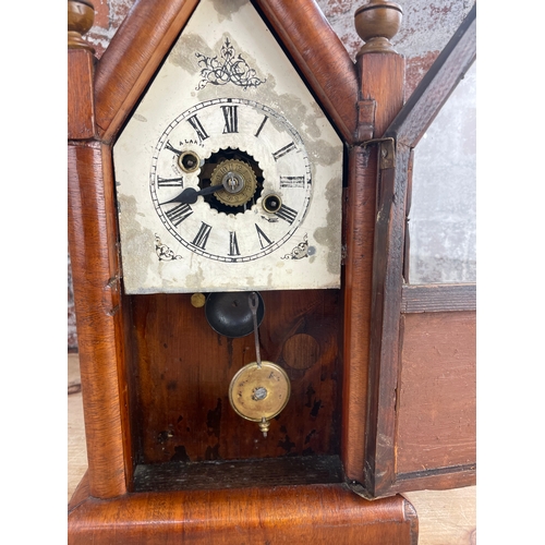 406 - Gothic Steeple Mantle Clock With Alarm