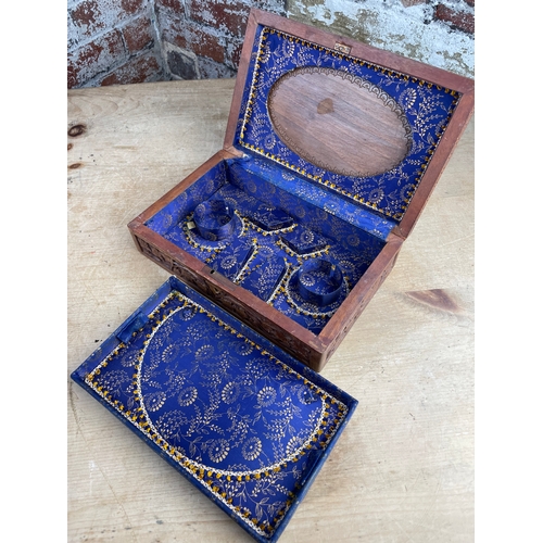 77 - Heavily Carved, Lined Vintage Jewellery Box