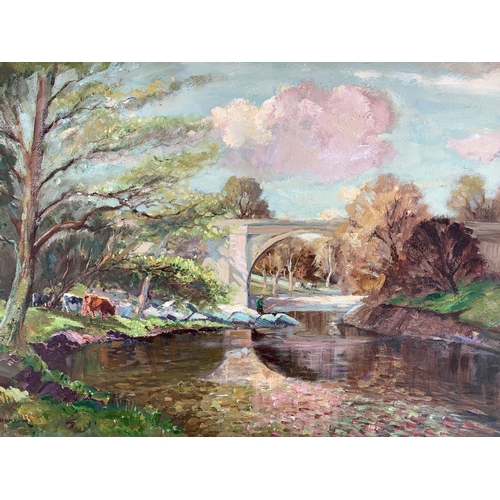 53 - Gordon Clifford Barlow (1913 - 2005) Kirby Londsdale Oil on Canvas - Frame Measures  93 x 67cm