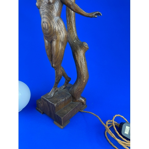 65 - Stunning Hand Carved Art Deco Nude Figural Lamp