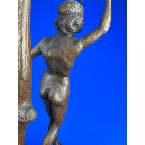 65 - Stunning Hand Carved Art Deco Nude Figural Lamp