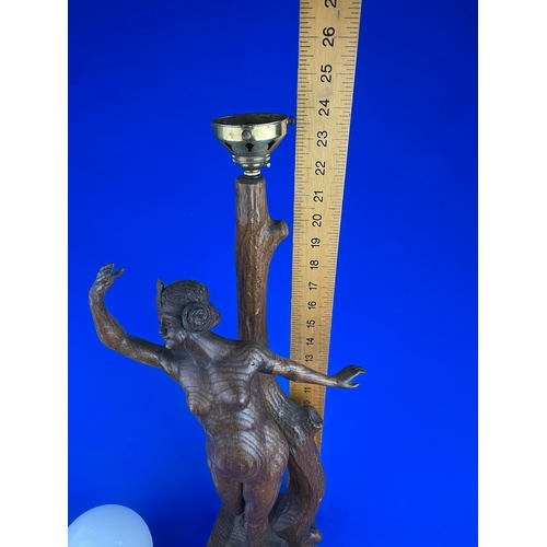 65 - Stunning Hand Carved Art Deco Nude Figural Lamp