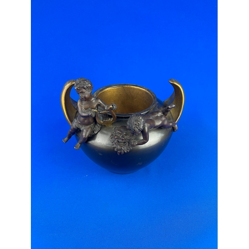 70 - Bronze & Ormolu Cachepot With Cherubs