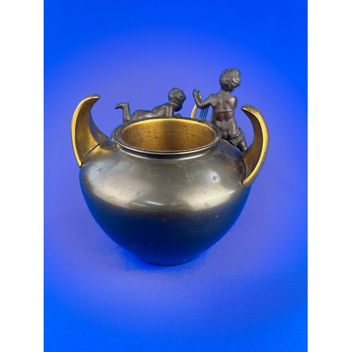 70 - Bronze & Ormolu Cachepot With Cherubs