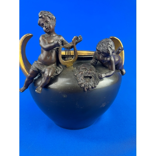 70 - Bronze & Ormolu Cachepot With Cherubs