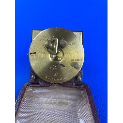 408 - 1950's Bucherer 7 Jewels Swiss Made Travel Alarm Clock