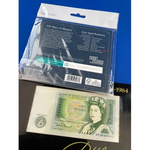 38 - Agatha Christie Uncirculated £2 Coin & Uncirculated £1 Note