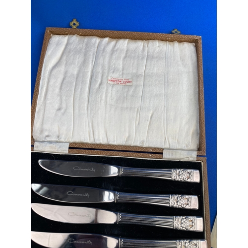 138 - Vintage Hampton Court Community Plate Knives. Original Box, Unused.