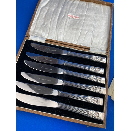 138 - Vintage Hampton Court Community Plate Knives. Original Box, Unused.