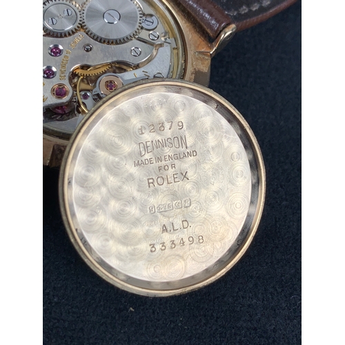 27 - 9ct Gold ROLEX Precision Wristwatch Ref. 12379. Circa 1964.  Manual Winding. With Brown Leather ROLE... 