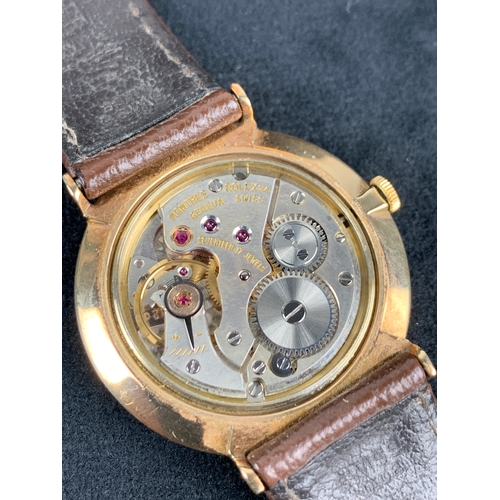 27 - 9ct Gold ROLEX Precision Wristwatch Ref. 12379. Circa 1964.  Manual Winding. With Brown Leather ROLE... 