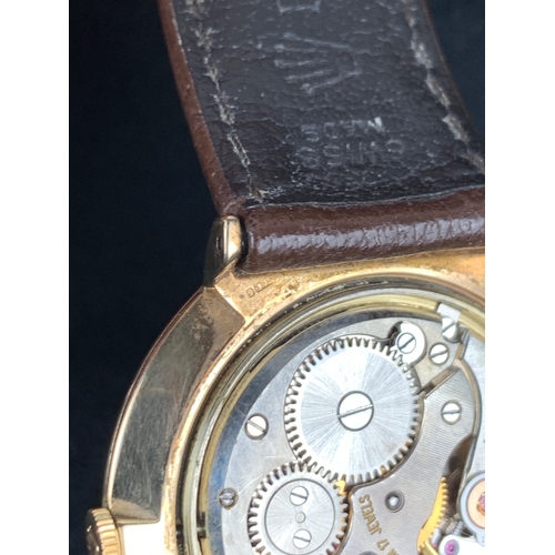 27 - 9ct Gold ROLEX Precision Wristwatch Ref. 12379. Circa 1964.  Manual Winding. With Brown Leather ROLE... 