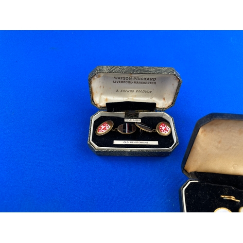 401 - Old Denstonians Cufflinks & Boxed Vintage Cufflinks, Buttons & Studs.
