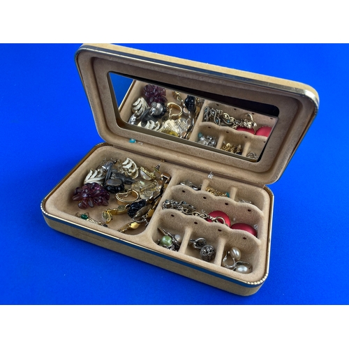 402 - Vintage Jewellery Box With Vintage Earrings.