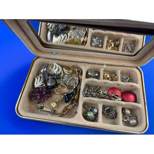 402 - Vintage Jewellery Box With Vintage Earrings.