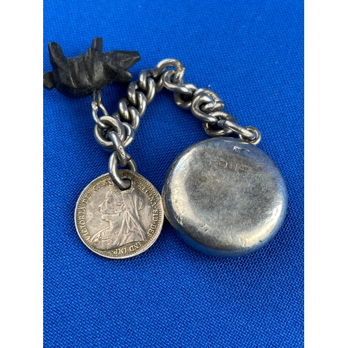 20 - Victorian Sterling Silver Forget Me Not Locket With Real Hair. Birmingham 1889.