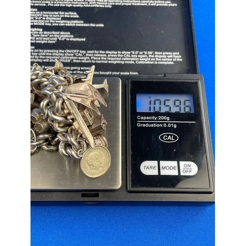 21 - Sterling Silver Charm Bracelet 105.96g