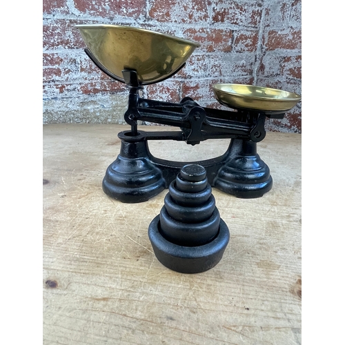 148 - Vintage Cast Iron Weighing Scales With Full Set Of Weights