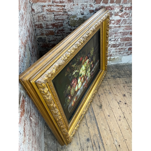 57 - Huge Still Life Oil On Canvas In Large Gilt Frame. Quality Painting By Unknown Artist. Frame 128cm W... 