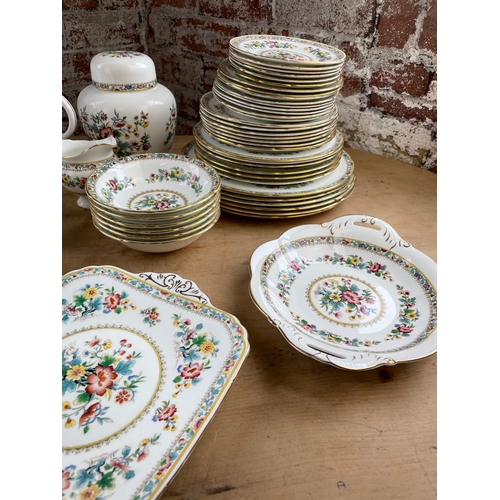 366 - Coalport Ming Flower Dinner & Tea Service Items 77 Pieces