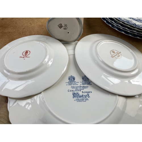 367 - Collectable Porcelain Inc. Crown Derby, Nao & Johnsons Bros Coaching Scenes