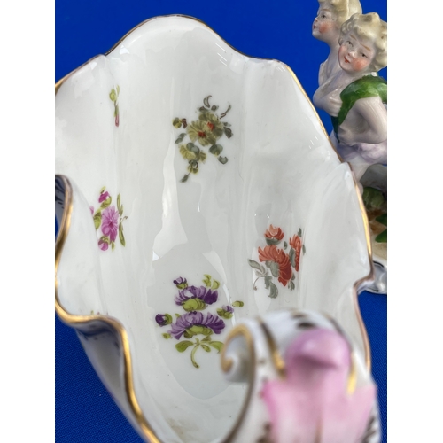 380 - Two Small Porcelain Item. 1 Hand Painted Dresden.