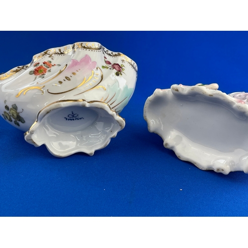380 - Two Small Porcelain Item. 1 Hand Painted Dresden.