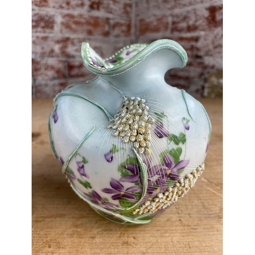 384 - 20th Century Moriage Nippon Style Hand Decorated Vases
