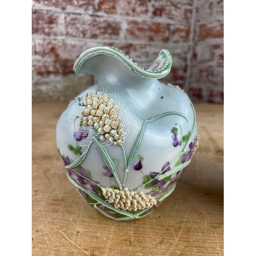 384 - 20th Century Moriage Nippon Style Hand Decorated Vases