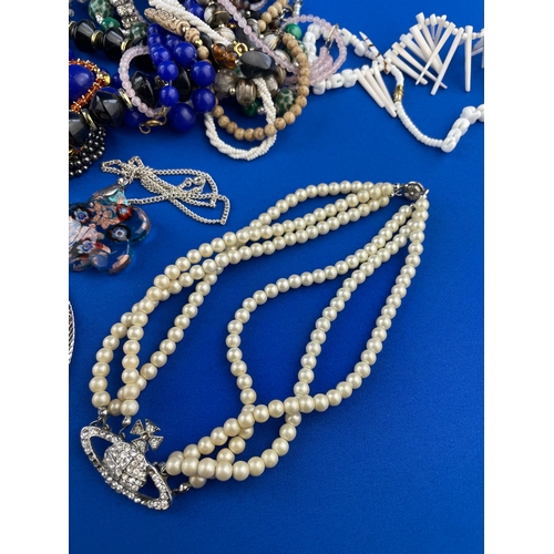 394 - Group Of Vintage Costume Jewellery Necklaces