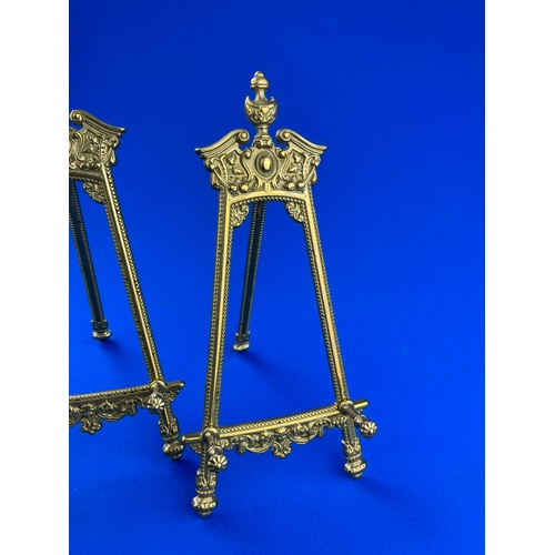 216 - Pair Of Vintage Brass Picture / Photograph Stands