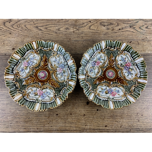 387 - Two Alhambrian Majolica Tudor Rose Plates