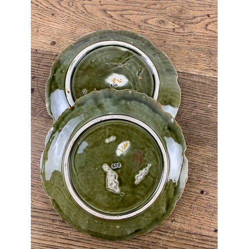 387 - Two Alhambrian Majolica Tudor Rose Plates