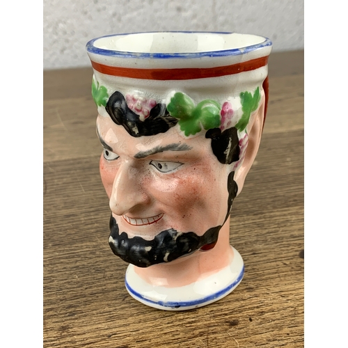 373 - Antique Staffordshire Bacchus Satyr Jug