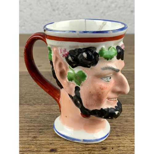 373 - Antique Staffordshire Bacchus Satyr Jug