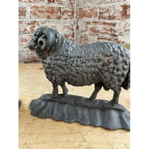 168 - Vintage Cast Iron Ram & Ewe Door Stops