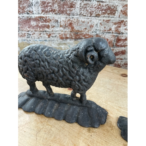 168 - Vintage Cast Iron Ram & Ewe Door Stops