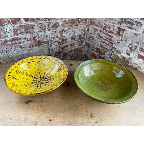 374 - Two Large Vintage Terracotta Salt Glazed Slipware Bowls
