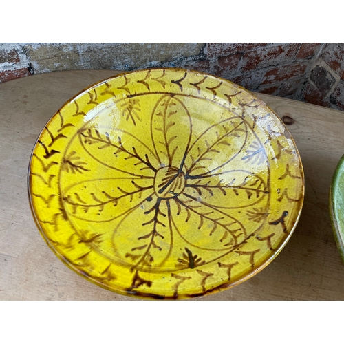 374 - Two Large Vintage Terracotta Salt Glazed Slipware Bowls