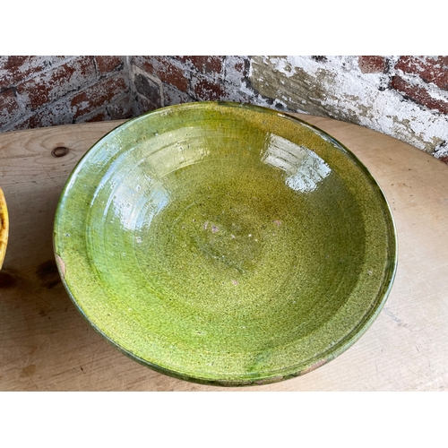 374 - Two Large Vintage Terracotta Salt Glazed Slipware Bowls
