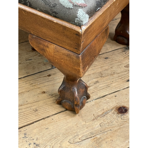 607 - Group Of Vintgae Furniture Inc. Footstool With Claw & Ball Feet.