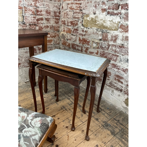 607 - Group Of Vintgae Furniture Inc. Footstool With Claw & Ball Feet.