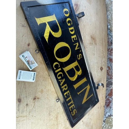 66 - Ogden's Robin Cigarettes, Double Sided Glass Shop Sign With Full Set Of Ogden's Sea Adventure Cigare... 