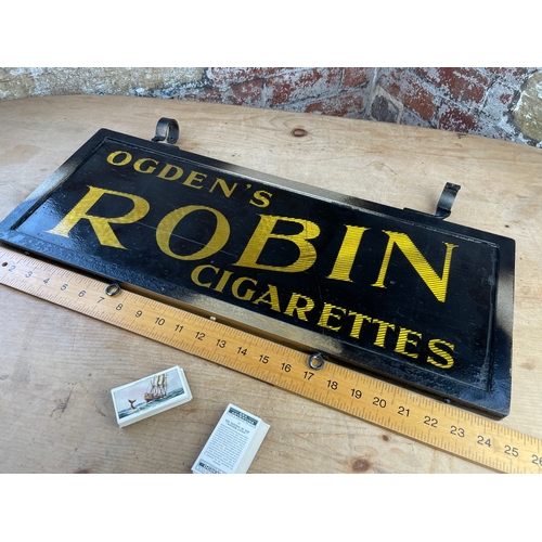 66 - Ogden's Robin Cigarettes, Double Sided Glass Shop Sign With Full Set Of Ogden's Sea Adventure Cigare... 